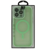 Custodia Magsafe opaca-trasparente con protezione per fotocamera per iPhone 14 Pro verde