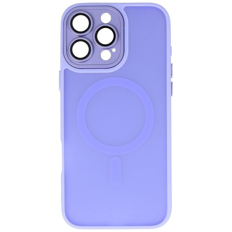 Custodia Magsafe opaca-trasparente con protezione per fotocamera per iPhone 14 Pro viola