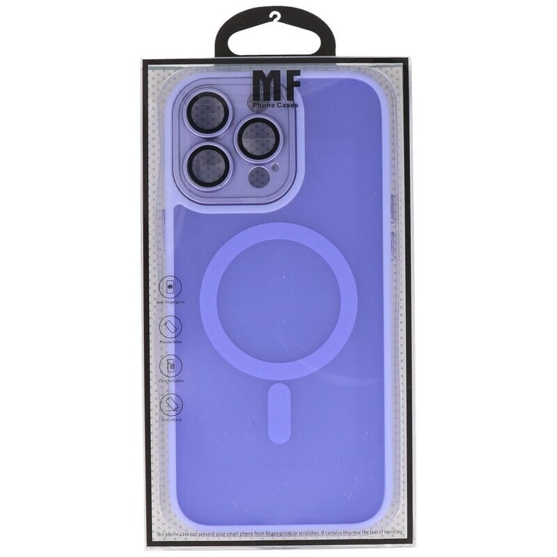 Étui MagSafe transparent mat avec protection pour appareil photo pour iPhone 14 Pro violet