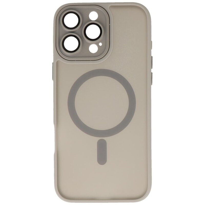 Funda Magsafe Transparente Mate con Protector de Cámara para iPhone 14 Pro Gris