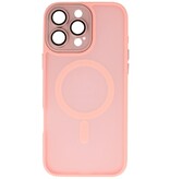 Funda MagSafe mate transparente con protector de cámara para iPhone 14 Pro rosa