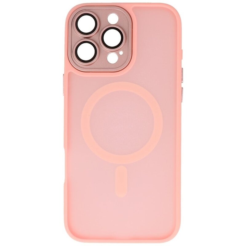 Matte-Transparent with Camera Protector Magsafe Case for iPhone 14 Pro Pink
