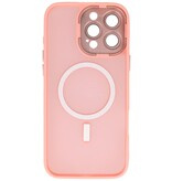 Coque MagSafe mate transparente avec protection pour appareil photo pour iPhone 14 Pro rose