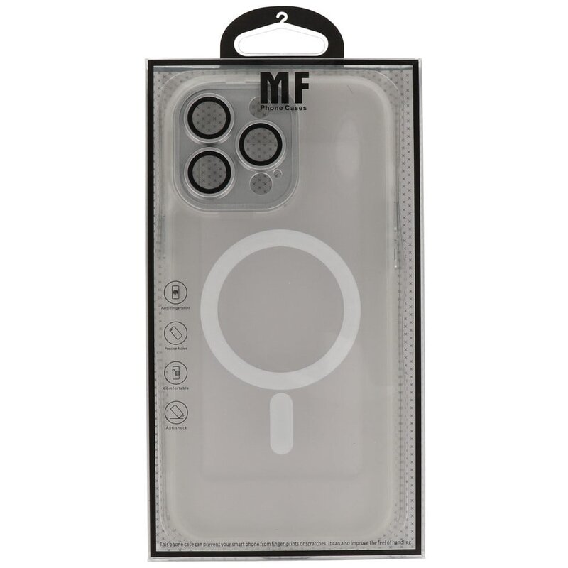 Funda Magsafe Transparente Mate con Protector de Cámara para iPhone 14 Pro Max Blanco