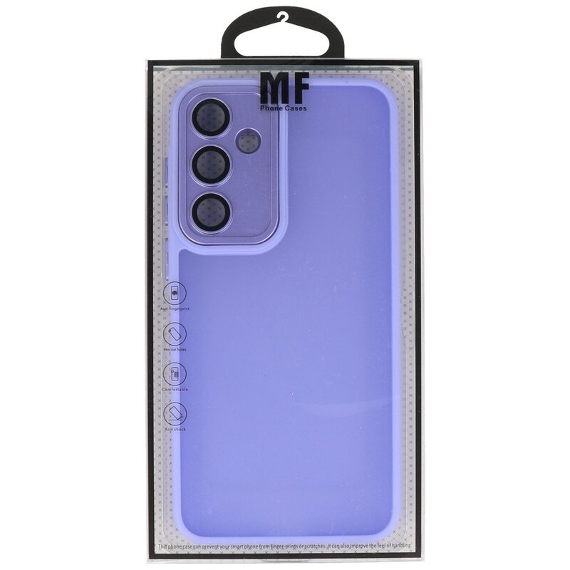 Matte-Transparent with Camera Protector Case for Samsung Galaxy A15 Purple