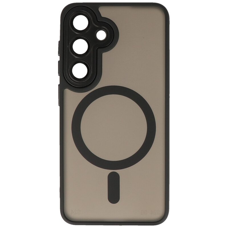 Funda Magsafe Transparente Mate con Protector de Cámara para Samsung Galaxy S24 FE Negra