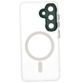 Étui MagSafe mat transparent avec protection pour appareil photo pour Samsung Galaxy S24 FE blanc