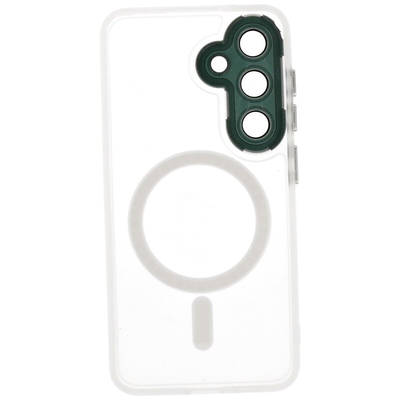 Étui MagSafe mat transparent avec protection pour appareil photo pour Samsung Galaxy S24 FE blanc