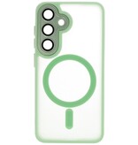 Étui MagSafe transparent mat avec protection pour appareil photo pour Samsung Galaxy S24 FE vert