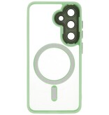 Funda MagSafe transparente mate con protector de cámara para Samsung Galaxy S24 FE Verde
