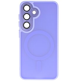 Custodia Magsafe opaca-trasparente con protezione per fotocamera per Samsung Galaxy S24 FE viola