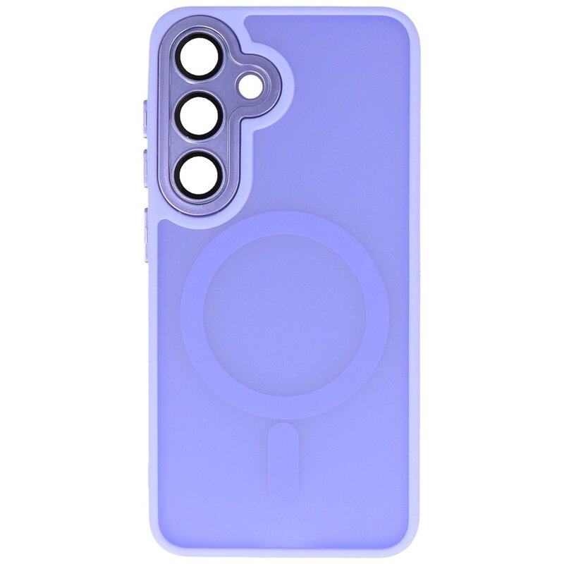 Funda Magsafe Mate-Transparente con Protector de Cámara para Samsung Galaxy S24 FE Púrpura