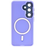 Coque Magsafe transparente mate avec protection d'appareil photo pour Samsung Galaxy S24 FE Violet