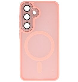 Matte-Transparent with Camera Protector Magsafe Case for Samsung Galaxy S24 FE Pink