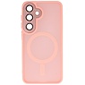 Custodia Magsafe opaca-trasparente con protezione per fotocamera per Samsung Galaxy S24 FE rosa