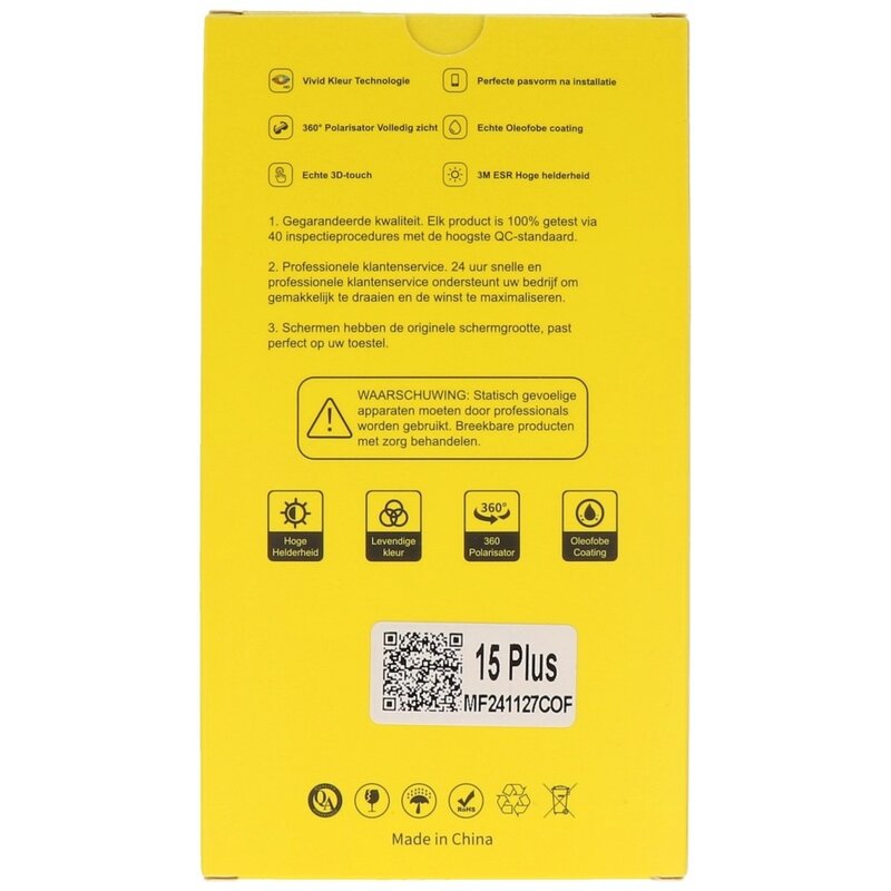 MF Display Support LCD incell MF Prime FHD de marque maison pour iPhone 15 Plus noir + verre complet MF gratuit