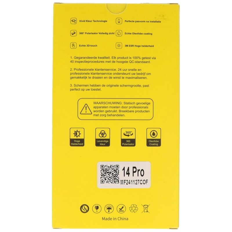 MF Display Supporto per LCD incell MF Prime FHD del marchio interno per iPhone 14 Pro nero + MF Full Glass gratuito