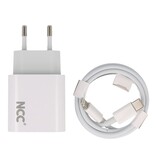 NCC Opladers NCC Cargador Set C121 Tipo-C a Lightning 20W Blanco
