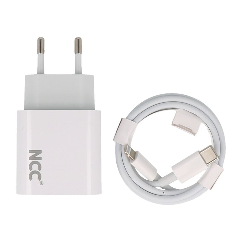 NCC Opladers NCC Cargador Set C121 Tipo-C a Lightning 20W Blanco
