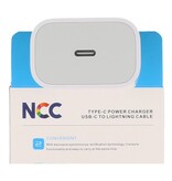 NCC Opladers NCC Charger Set C121 Type-C to Lightning 20W White