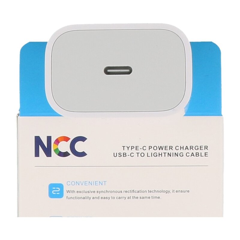 NCC Opladers NCC Charger Set C121 Type-C to Lightning 20W White