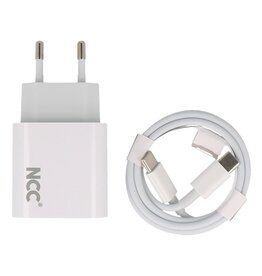 NCC Opladers Juego de Cargador NCC C124 Tipo-C a Tipo C 20W Blanco