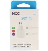 NCC Oplader NCC Opladersæt C124 Type-C til Type C 20W Hvid