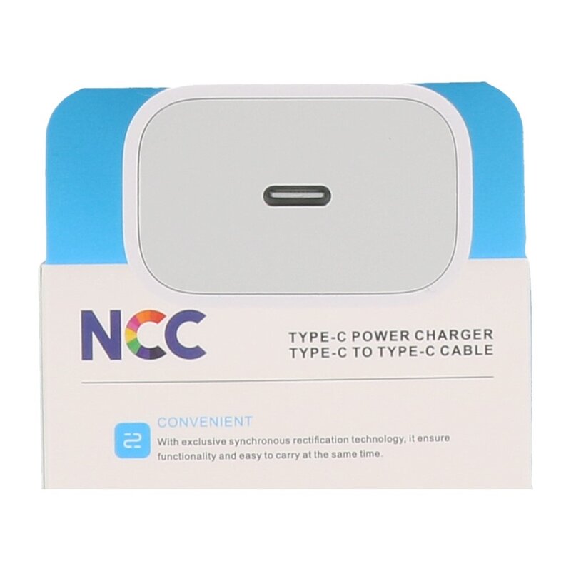 NCC Opladers Juego de Cargador NCC C124 Tipo-C a Tipo C 20W Blanco