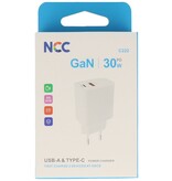 NCC Opladers NCC Oplader C222 USB A + C Oplader 30W Hvid
