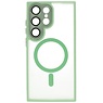 Étui MagSafe transparent mat avec protection pour appareil photo pour Samsung Galaxy S25 Ultra vert