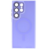 Custodia Magsafe opaca-trasparente con protezione per la fotocamera per Samsung Galaxy S25 Ultra Viola