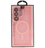 Funda MagSafe mate transparente con protector de cámara para Samsung Galaxy S25 Ultra rosa