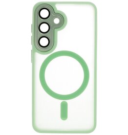 Custodia protettiva opaca-trasparente con fotocamera per Samsung Galaxy S24 Plus - S25 Plus verde