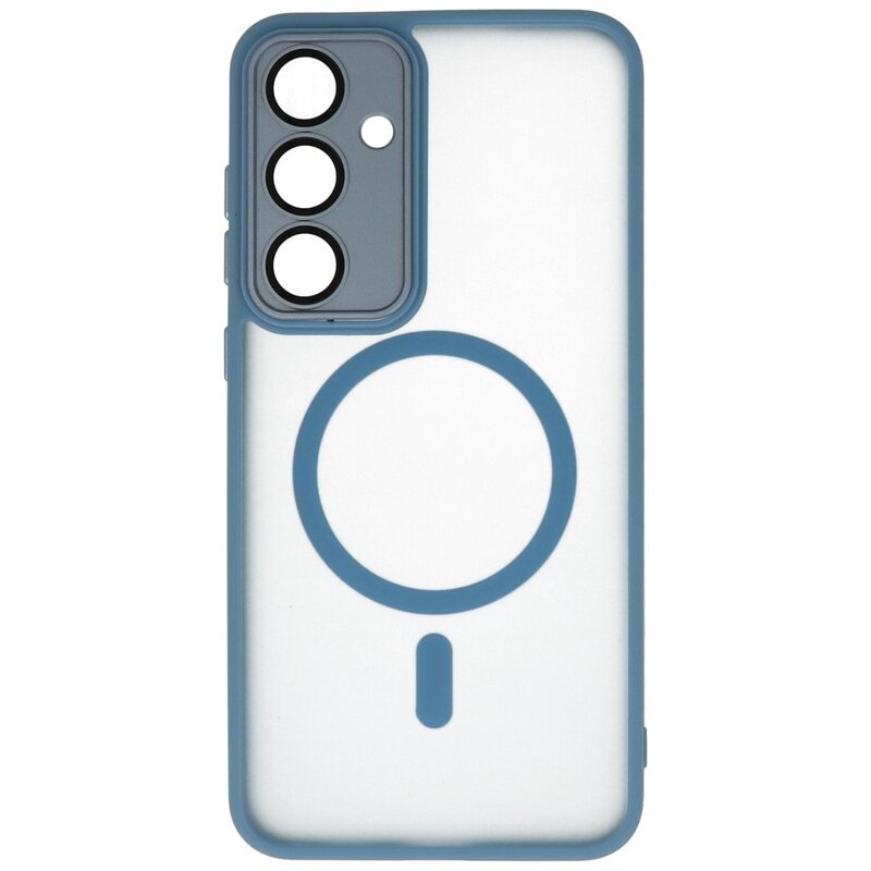 Étui MagSafe mat transparent avec protection pour appareil photo pour Samsung Galaxy S24 FE bleu