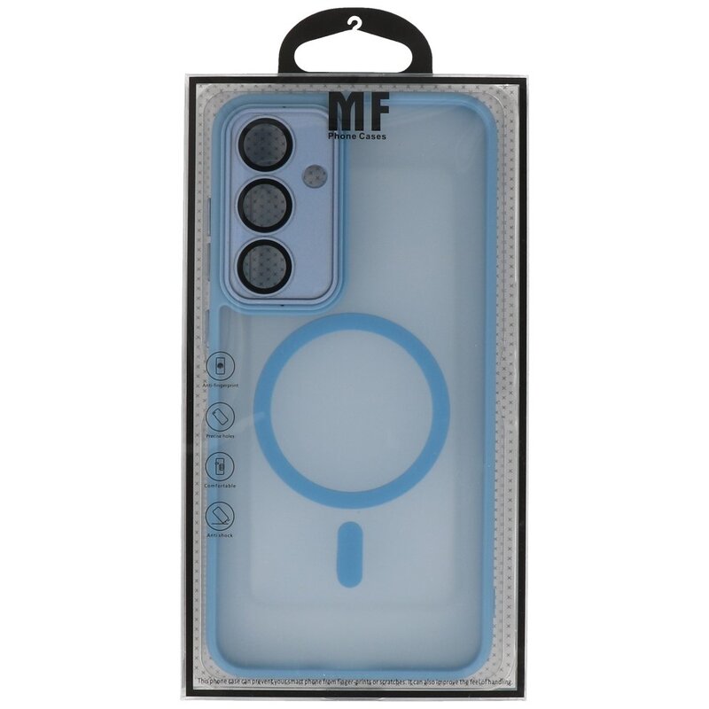 Matt-transparente MagSafe-Hülle mit Kameraschutz für Samsung Galaxy S24 FE, Blau