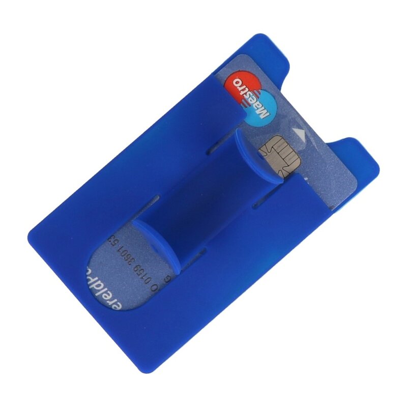 Tarjetero de TPU con función atril azul