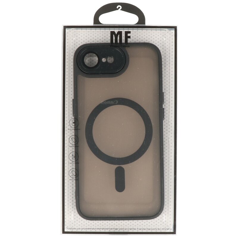 Custodia Magsafe opaca-trasparente con protezione per fotocamera per iPhone 16th nero