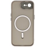 Coque transparente mate avec protection d'appareil photo Magsafe pour iPhone 16, gris