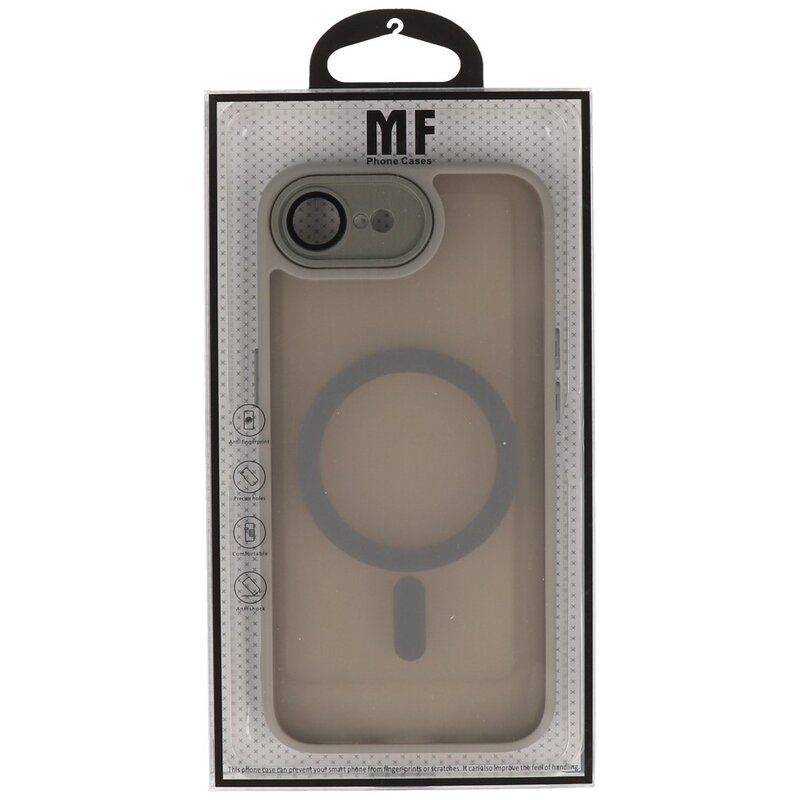 Coque transparente mate avec protection d'appareil photo Magsafe pour iPhone 16, gris