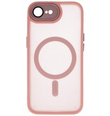 Custodia Magsafe opaca-trasparente con protezione per fotocamera per iPhone 16 rosa