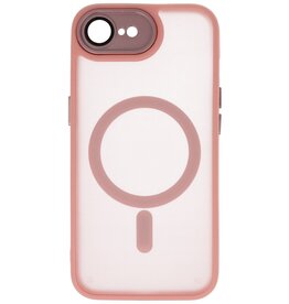 Coque transparente mate avec protection d'appareil photo Magsafe pour iPhone 16, rose