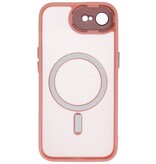 Funda Magsafe transparente mate con protector de cámara para iPhone 16 (rosa)
