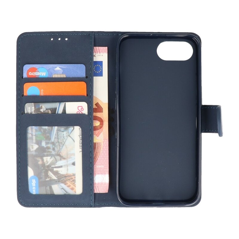 Funda tipo cartera estilo libro para iPhone 16e, color azul marino