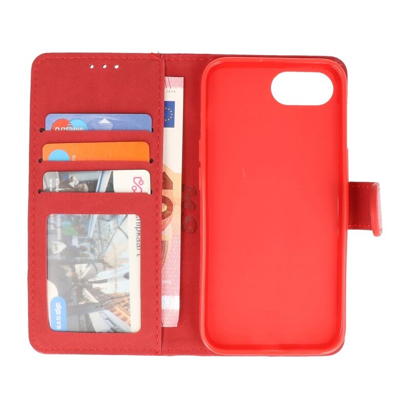 Funda tipo cartera estilo libro para iPhone 16e, color rojo