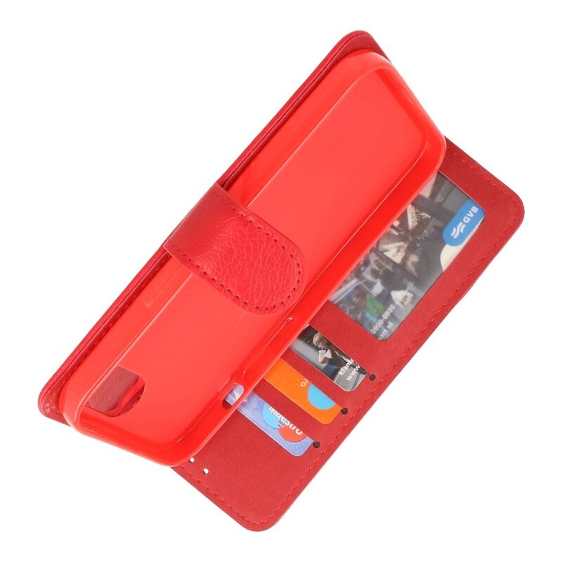 Funda tipo cartera estilo libro para iPhone 16e, color rojo