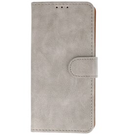 Funda tipo cartera estilo libro para iPhone 16, color gris