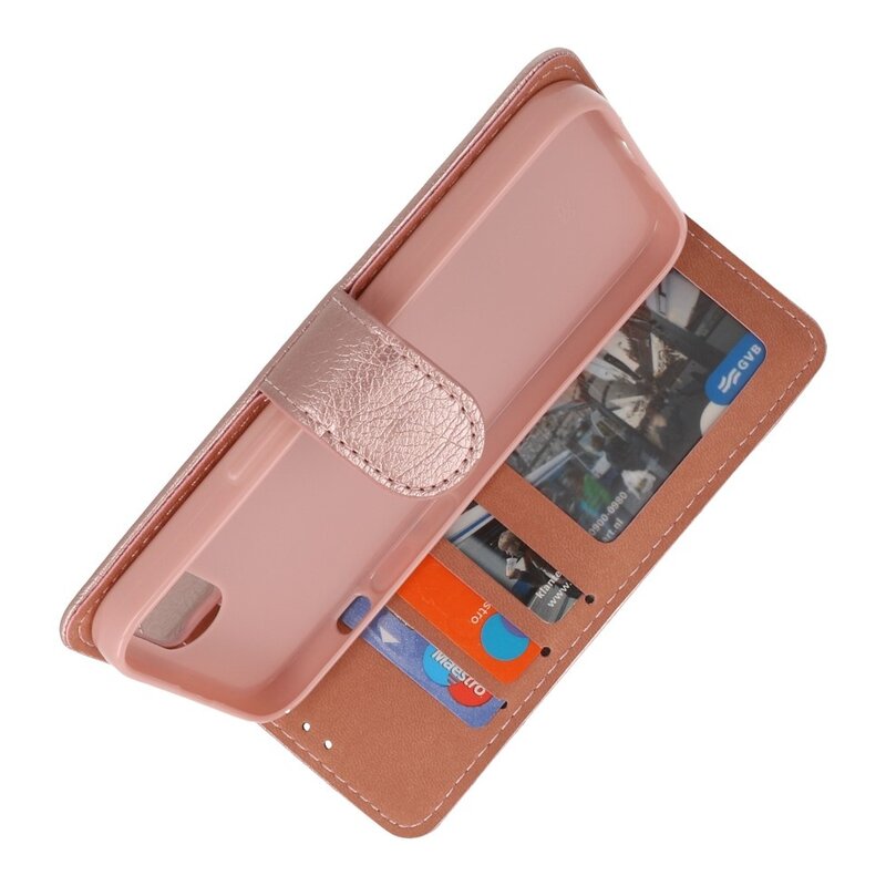Custodia a portafoglio Bookstyle per iPhone 16 oro rosa