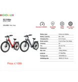 KOOLUX Bicicletta elettrica KOOLUX - E-bike - 250W - 45-85 KM - X3 - Rossa