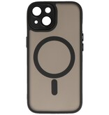 Custodia Magsafe opaca-trasparente con protezione per fotocamera per iPhone 14 Plus, nera