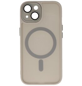Étui MagSafe mat transparent avec protection pour appareil photo pour iPhone 14 Plus Gris